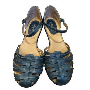 Softspots Woven Ankle Strap‎ Sandals Comfort Wedges Blue Size 9.5